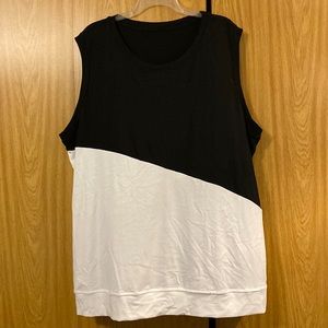 Sleeveless black white blouse